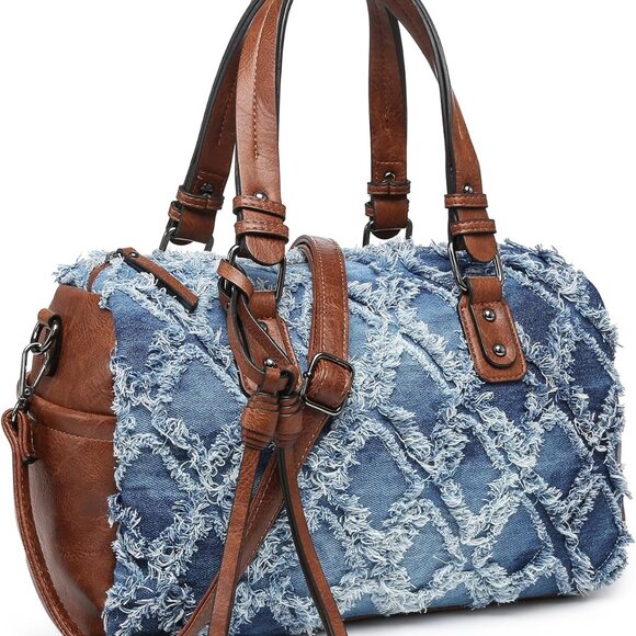 Women Soft Vegan Leather Barrel Bags Large Hobo Top Handle Work Totes Satchel Ha